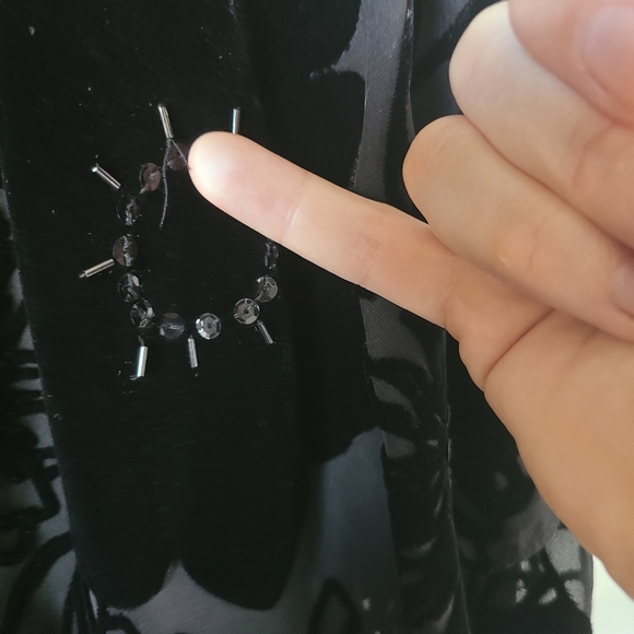 Adrianna Papell Beaded Shear Layered Top Velour Flowers Silk Blend - Picture 7 of 7